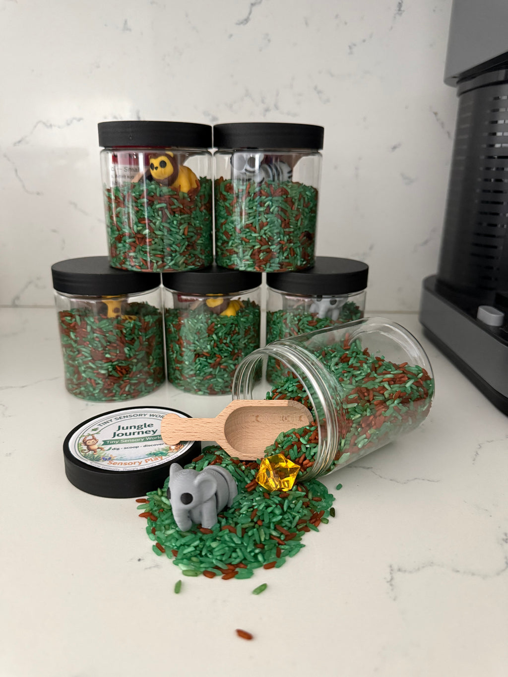 Jungle Journey Tiny Sensory World | Jungle Journey Sensory Kit | Ready-to-Play, 8oz Jar