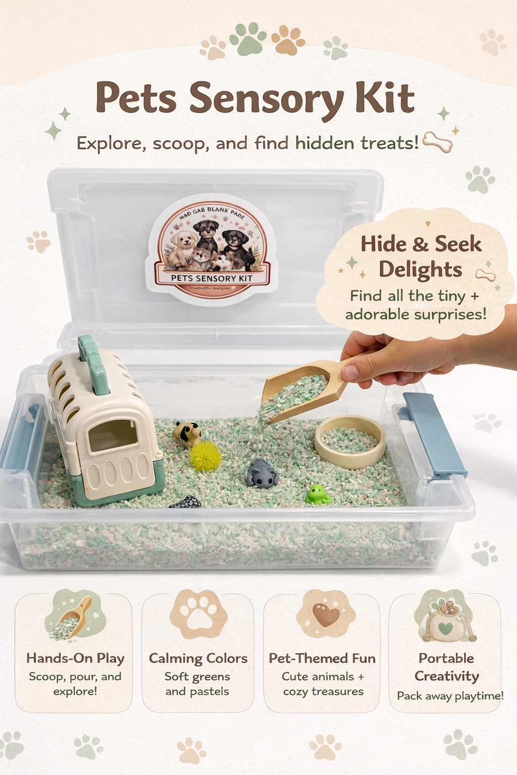Pet Themed Sensory Kit |Calming Play, Fine Motor Skills, Ready for-Open-Ended Play, Read-to-Play-Kit