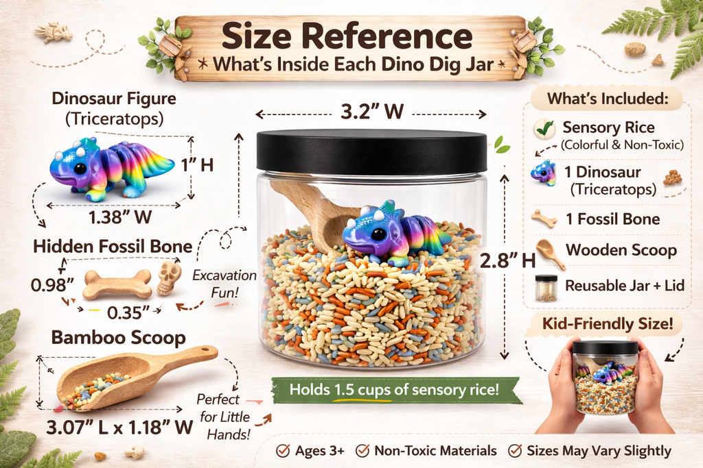 Dino Dig Tiny Sensory World | Dinosaur Sensory Kit | Ready-to-Play 8oz Jar
