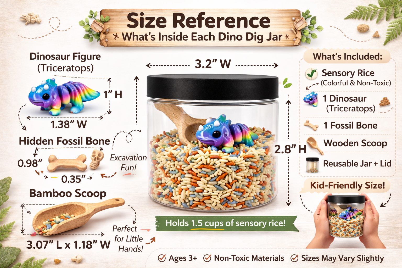 Dino Dig Tiny Sensory World | Dinosaur Sensory Kit | Ready-to-Play 8oz Jar