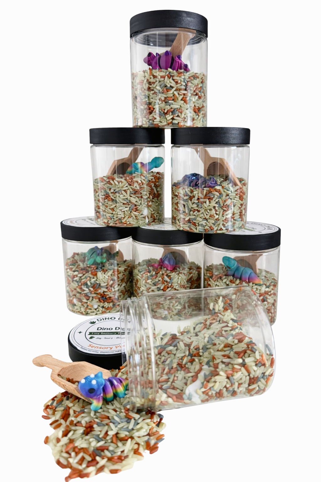 Dino Dig Tiny Sensory World | Dinosaur Sensory Kit | Ready-to-Play 8oz Jar