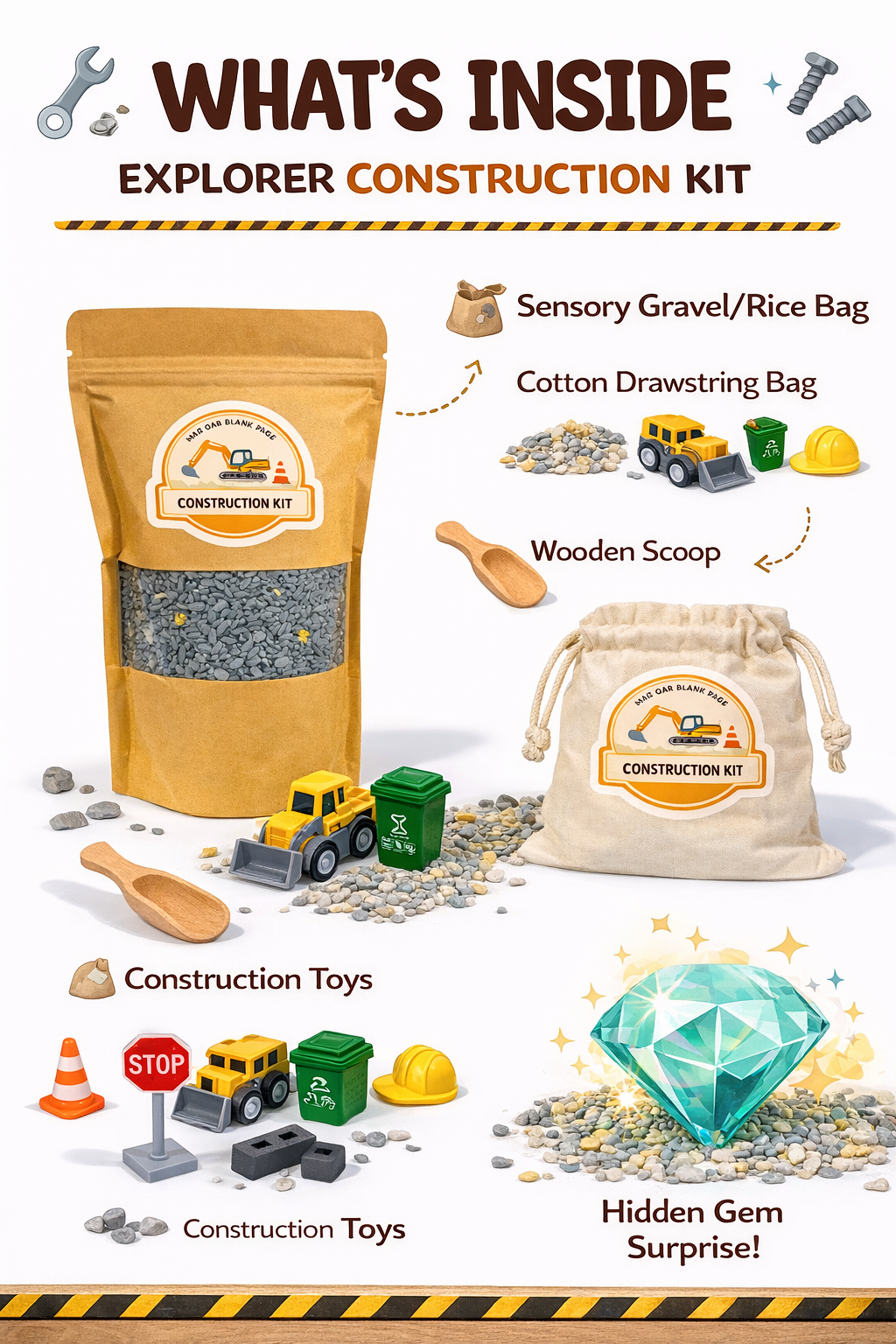 Construction Explorer Sensory Kit | Fine Motor Sensory Play Pouch | Neuroaffirming