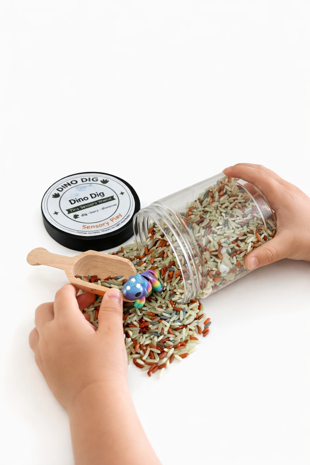 Dino Dig Tiny Sensory World | Dinosaur Sensory Kit | Ready-to-Play 8oz Jar