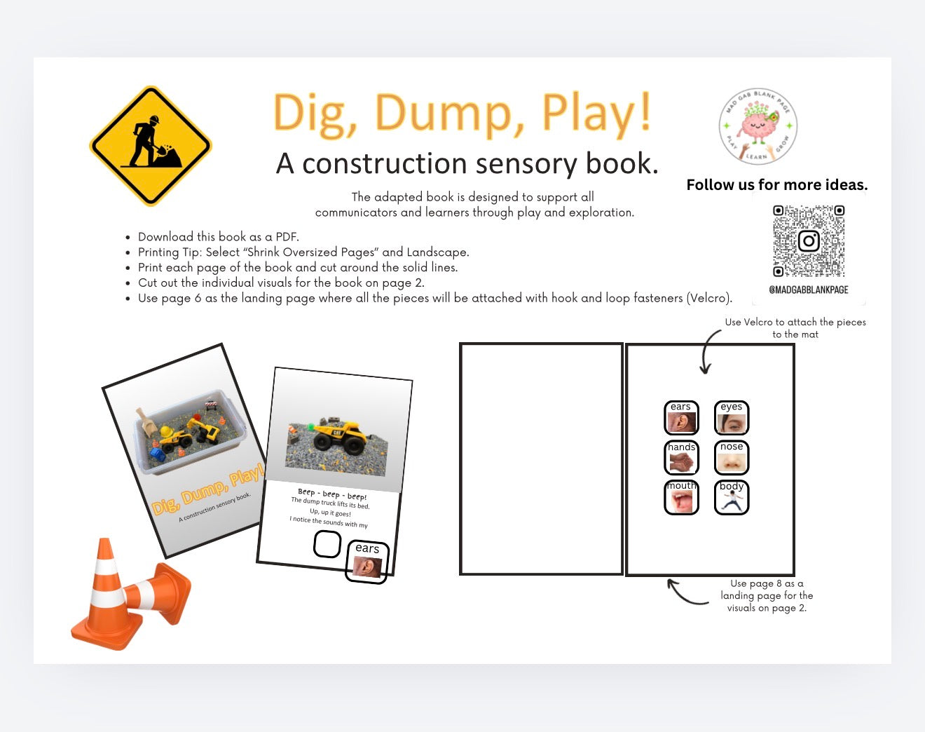 Dig, Dump, Play! A construction sensory adapted book.