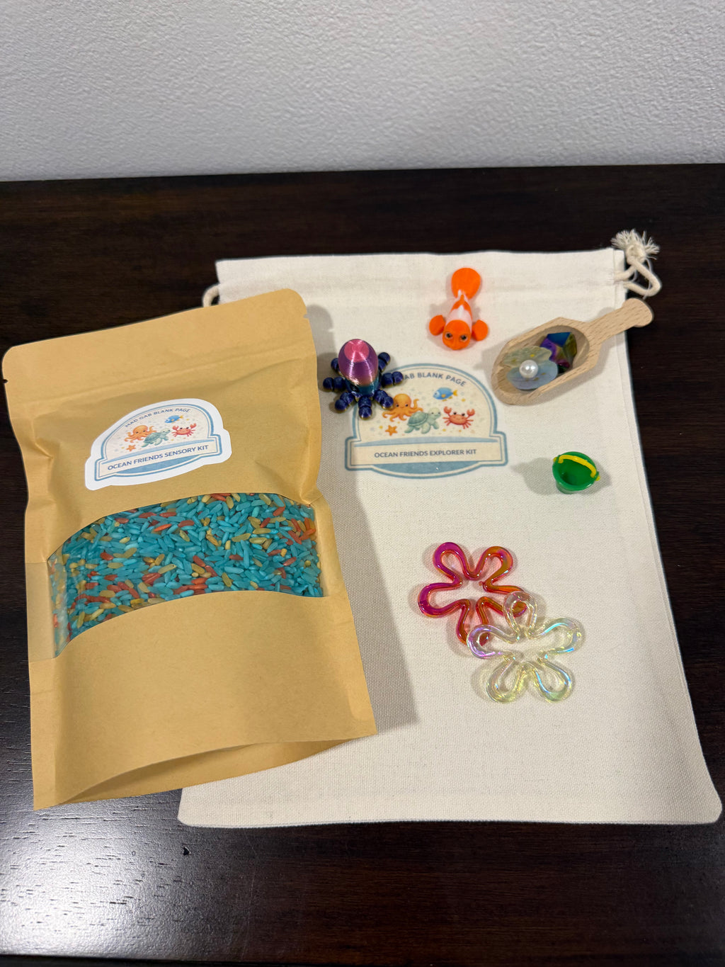 Ocean Friends Explorer Sensory Kit | Summer Travel Montessori Play Pouch, Calm Activity