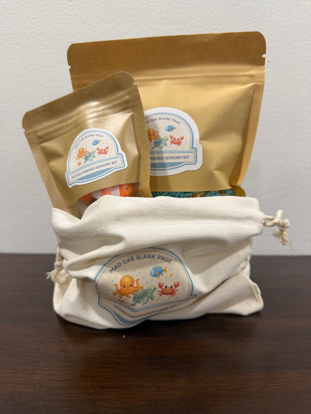 Ocean Friends Explorer Sensory Kit | Summer Travel Montessori Play Pouch, Calm Activity