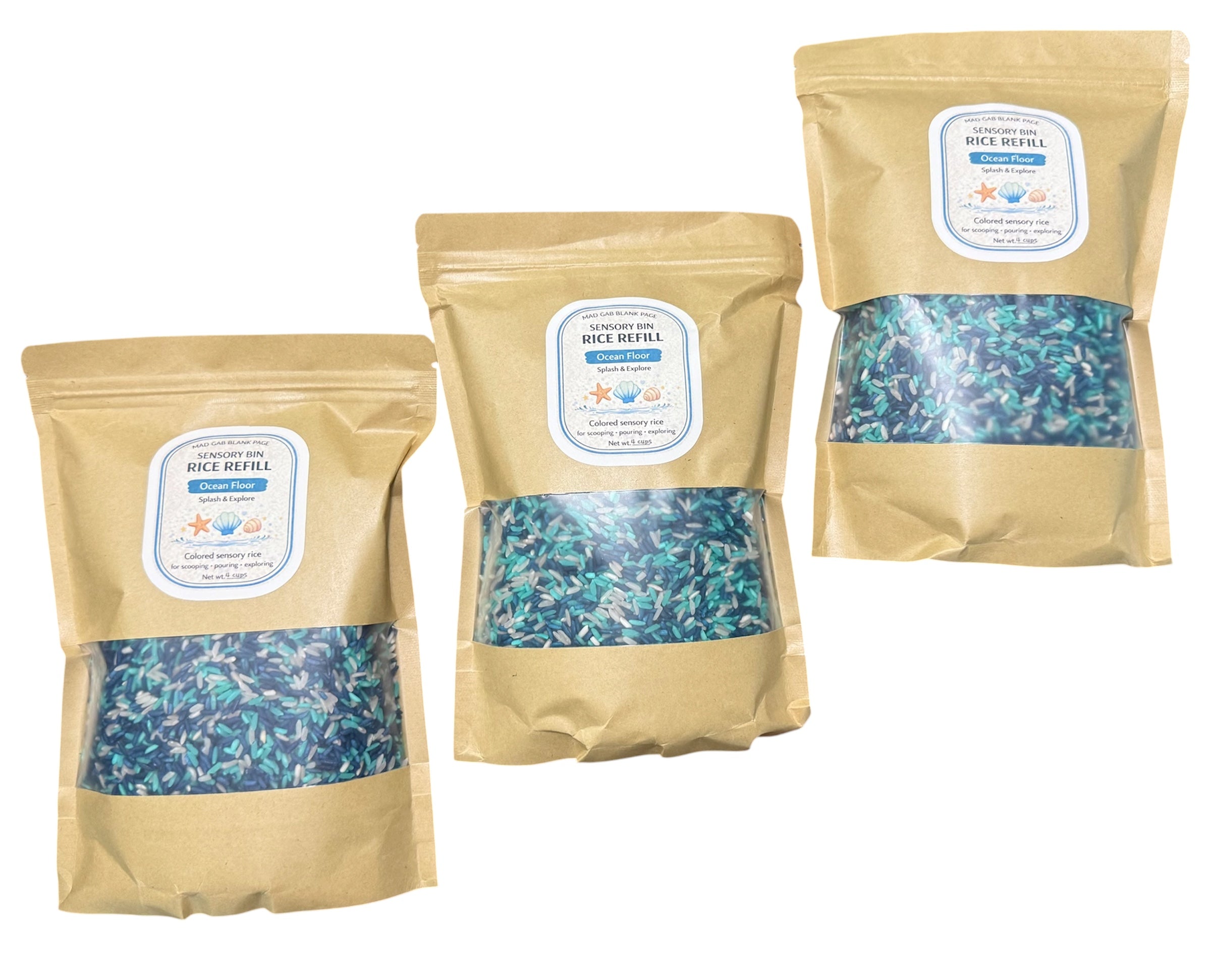 Ocean Floor Sensory Rice Refill for Sensory Bins
