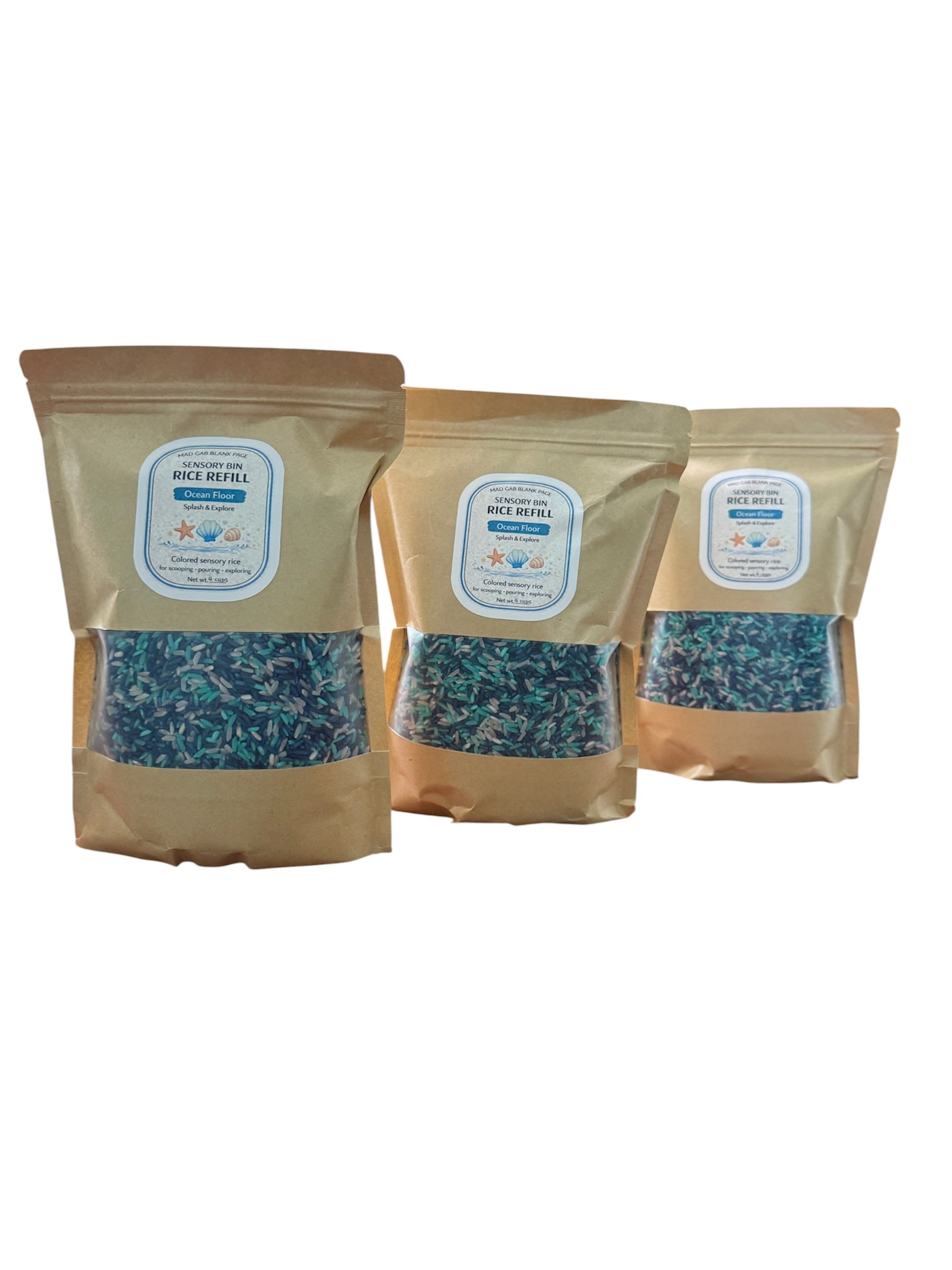 Ocean Floor Sensory Rice Refill for Sensory Bins